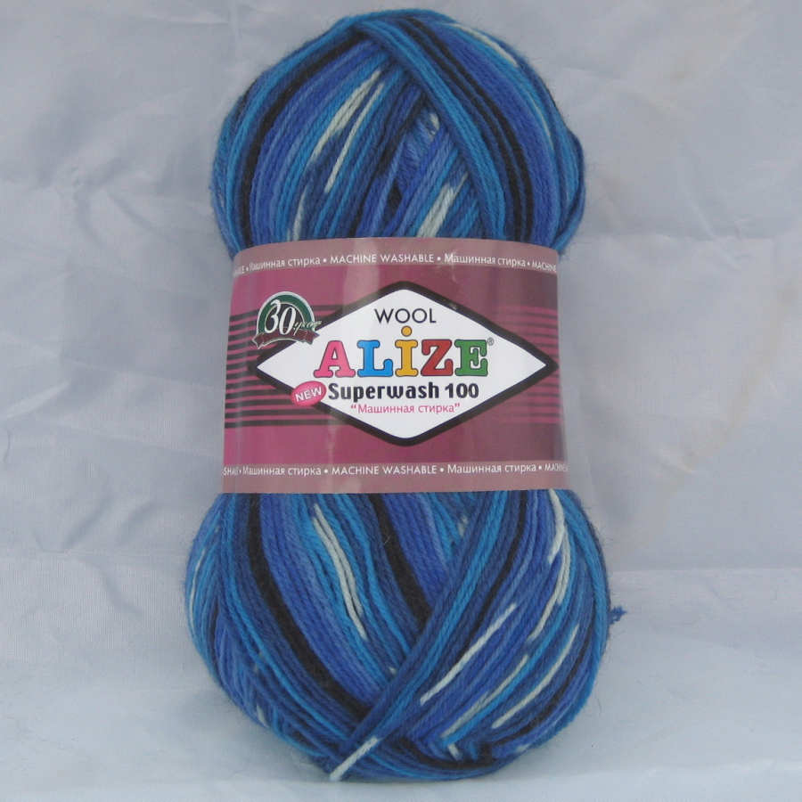 Пряжа Wool Superwash синие оттенки