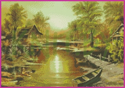 Схема для вышивания "Дом у реки"