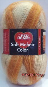 Пряжа Soft Mohair color оранжево-белые оттенки