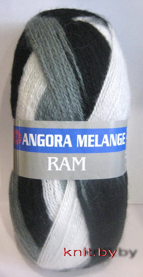 Пряжа Angora Ram Melange чёрно-серые преходы