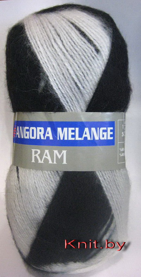 Пряжа Angora Ram Melange чёрно-белые переходы