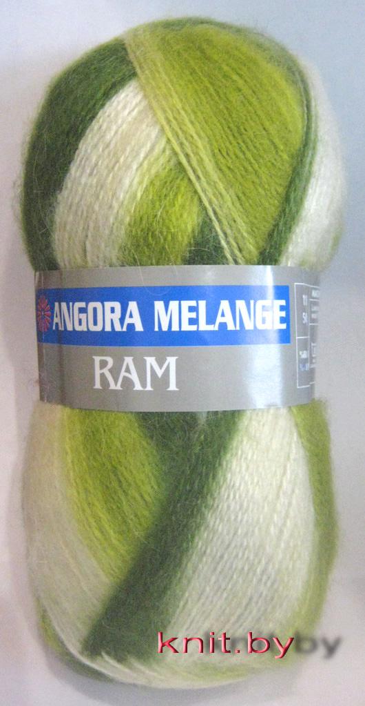 Пряжа Angora Ram Melange бело-зелёные переходы